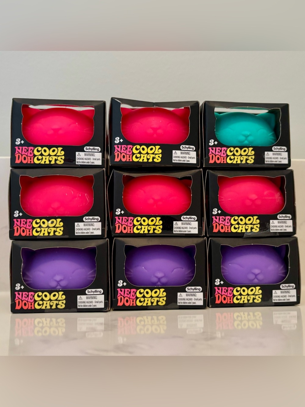 Schylling NeeDoh Cool Cats Bundle Of 9 Squishy Fidget Toys